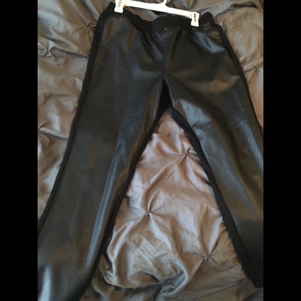 Front faux leather pants